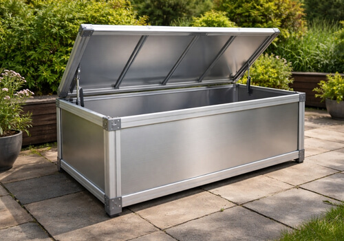 Kiste mit Aluminium nach dem laserschneiden